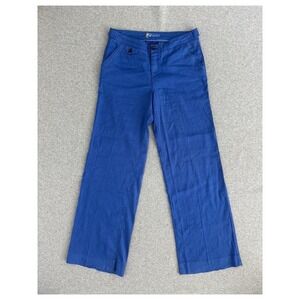 Level 99 Anthropologie Pants 30 Royal Blue Linen Wide Leg Boho Summer Relaxed
